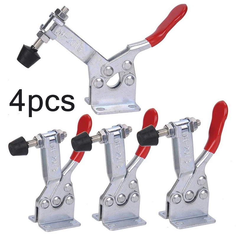 

4pcs GH-201B Horizontal Toggle Clamp Vertical Toggle Clamp Hand Clip Tool Workshop Quick Clamps Tools Galvanized Iron Locking