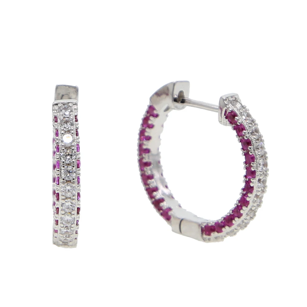 Серьги-кольца для женщин 22 мм с микро-ПАВЕ Круглый фианит серьги синим красным