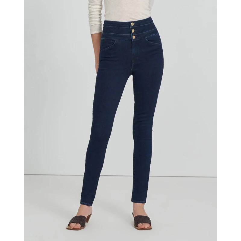 

Quality 11.17 Winter End New Fashion High Waist Single Breasted Fleece Keep Warm Washed Pencil Pants Jeans Women