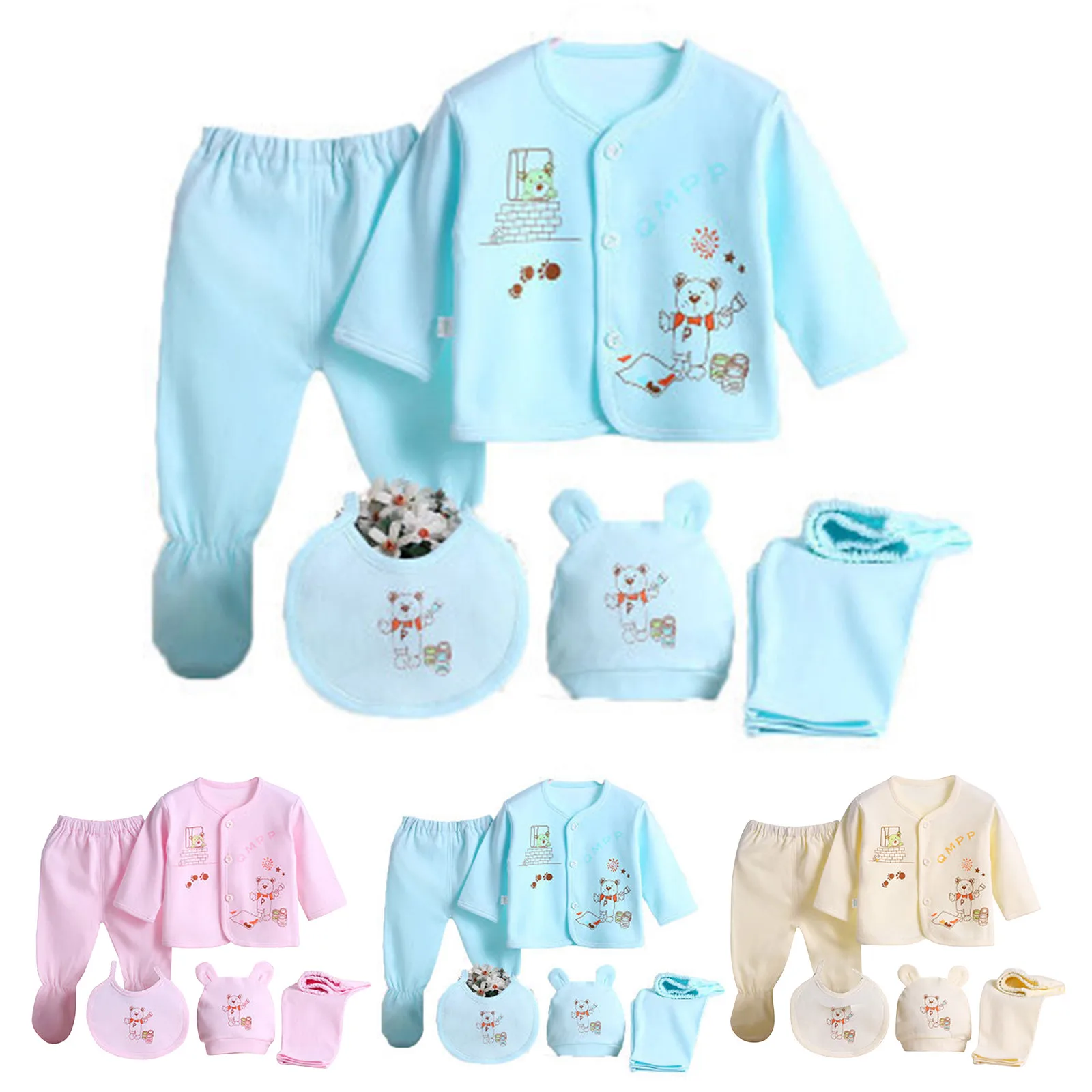 

Осенние комплекты из 5 предметов для маленьких мальчиков и девочек, топы с длинным рукавом + шапка + брюки + искусственная кожа, повседневный ...