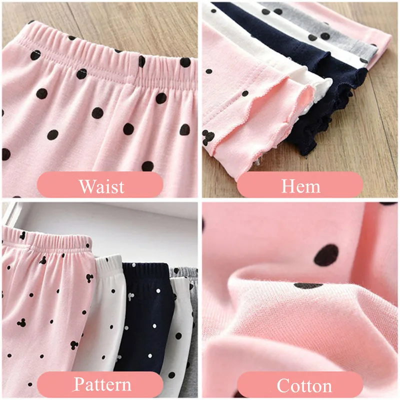 Милые Мягкие штаны для девочек детские леггинсы в горошек с сердечками От 1 до 6