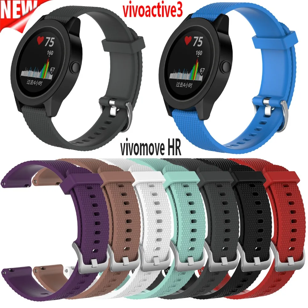 

20mm Soft Silicone Replacement Strap for Garmin vivoactive3 vivomove HR Smart Watch Wristband for GARMIN Vivoactive 3 Band