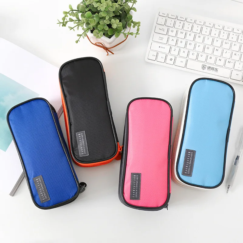 

Pencil Case Three-Layer Zipper Large-Capacity Pen Pocket Waterproof Pouch for Stationery Office School