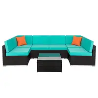 【USA READY STOCK】Lake Blue Seven-Piece Modular Sofa Living Room