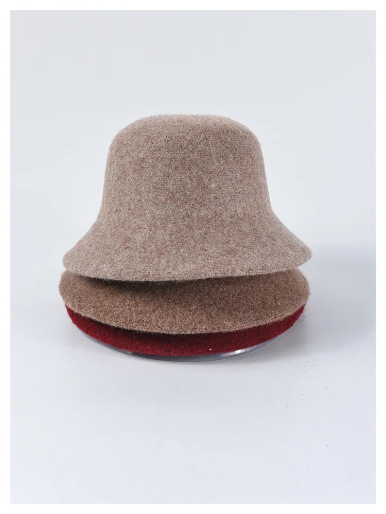 

2020 Winter Fashion Women Soft Wool Bucket Hats Wide Brim Fishermen Warm Caps