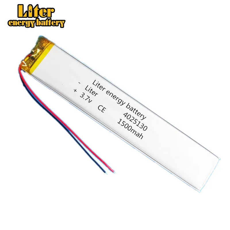 

3.7V 1500mAh 4025130 polymer lithium rechargeable battery for GPS DVD bluetooth recorder e-book camera LED light watch