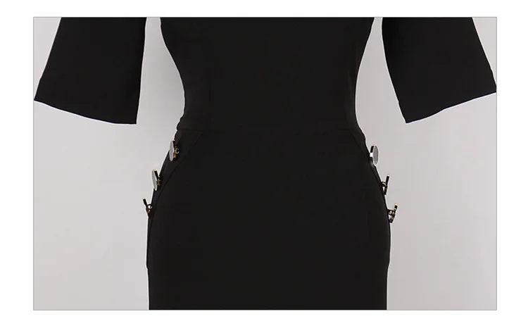 

BacklakeGirls 2021 Sexy Black High Neck Buttons Chiffon Evening Dresses Elegant Half Sleeve Bodycon Dress Women Elegant Vestidos