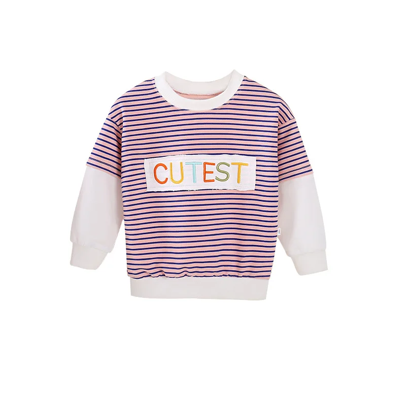

Wholesale Fall and Winter Clothes for Kids New Girl's Striped Cotton Pullover Fashion Children's Top Boutique Children Clothing
