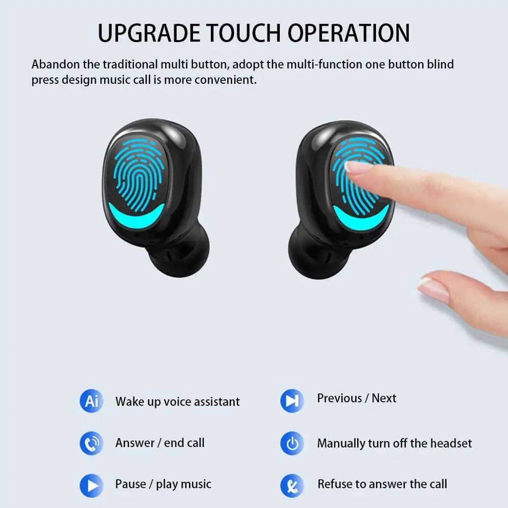 Беспроводная мини гарнитура Bluetooth стереонаушники с зарядным чехлом для Apple Samsung