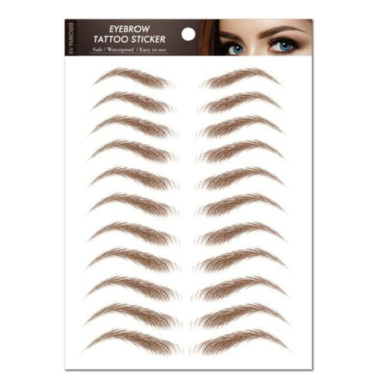 

10 Sheets 6D Ecological Eyebrow Sticker Waterproof Eyebrow Tattoo Transfers K3NE