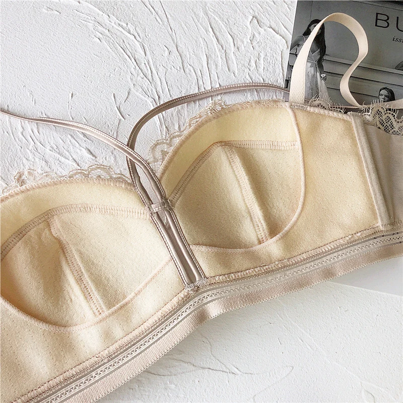 women lace sexy bra set intimates hollow out half cup lingerie thin cotton cup temptation panty briefs silk wire free underwear