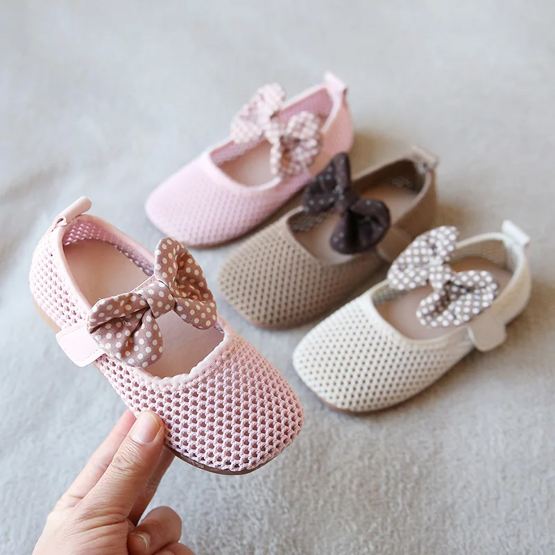 

Children Girls Kittens Bowknot Princess Shoes Flat Casual Hollow Out 3colors 21-30 YND-77 TB02