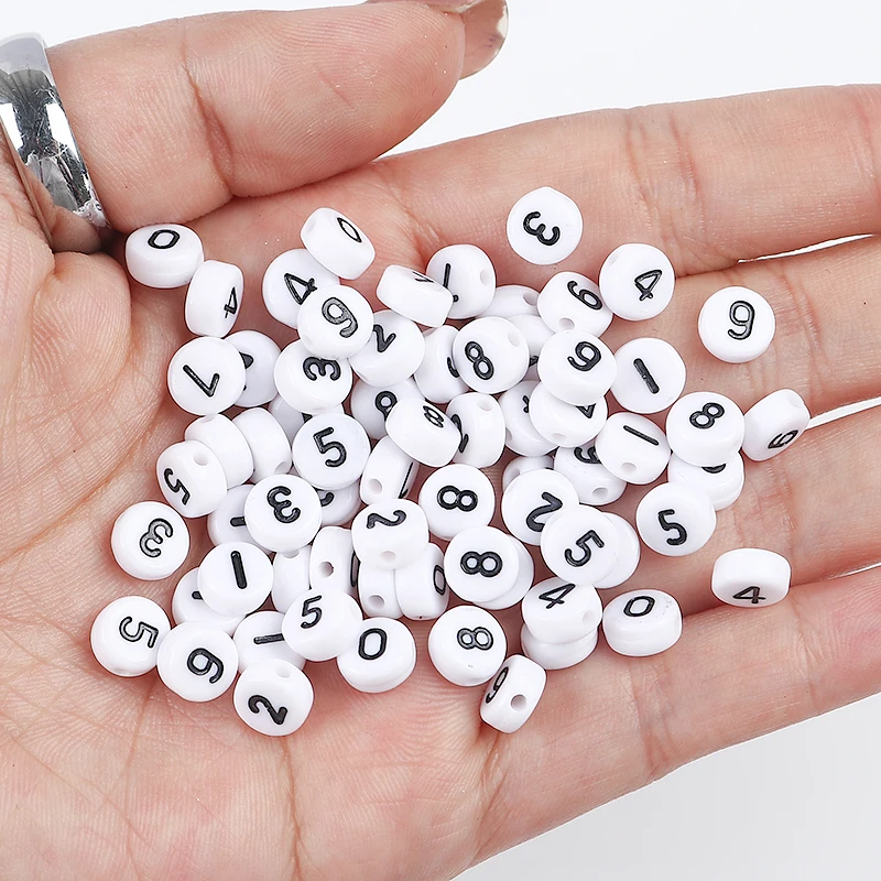 

7mm Black White Round Mixed Number Acrylic Beads Round Flat Spacer Beads For Jewelry Making DIY Bracelet Loose Beads,500 PCs