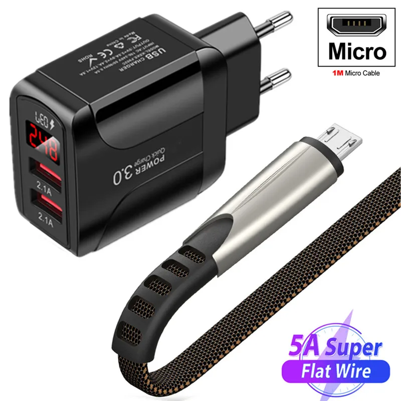 5A Micro USB кабель для быстрой зарядки и передачи данных 1M Xiaomi Redmi Note 4x4x5 6 iPad Pro Samsung S6 S7