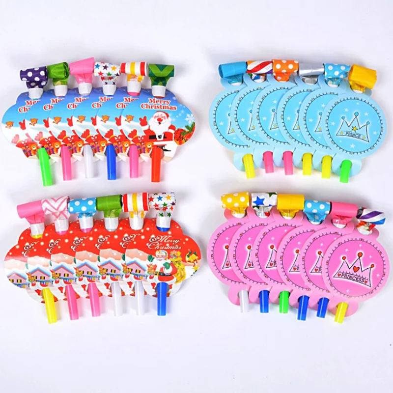 

6pcs Multicolor Party Blowouts Whistles Kids Birthday Party Favors Decoration