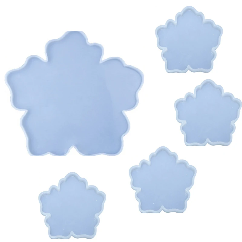 

Silicone Resin Molds, 1PCS Large Resin Tray Mold and 4PCS Coaster Molds, Flower Shape Epoxy Resin Molds for DIY