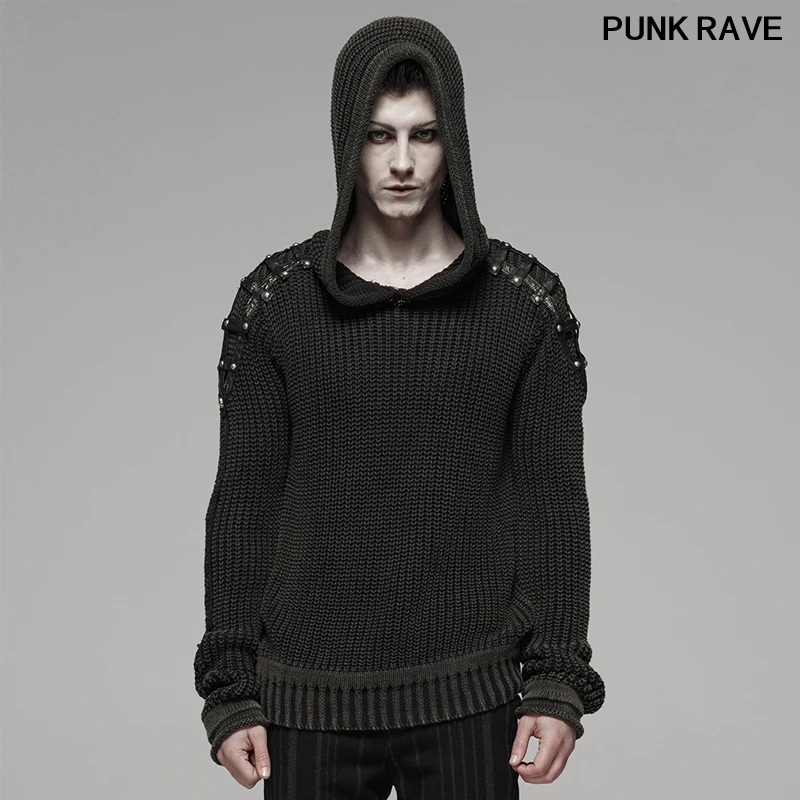 Модный стильный свитер из искусственной кожи с капюшоном Стильный винтажный