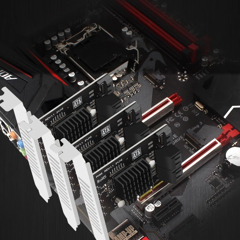 PCIE SATA Card PCI-E X4 to 5-Port 3.0 Expansion for Desktop Computers Jmb585 Supports Mac Os Windows Linux | Компьютеры и офис