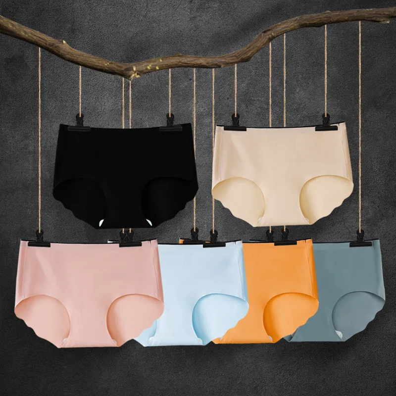 

Seamless Stretching Underwear Sexy Women Panties Comfort Soild Ice Silk Ruffle Lingerie Underpants Briefs Tanga Mujer Bragas New