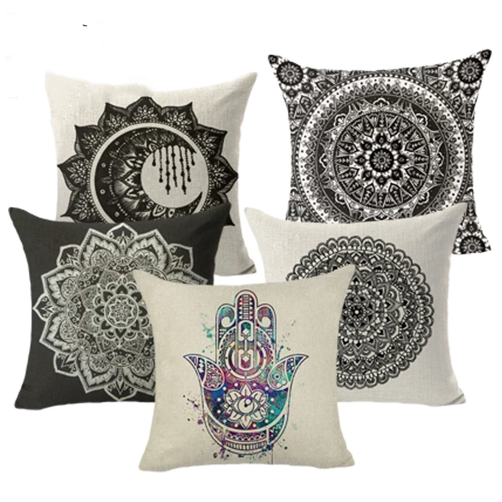 Мандала декоративные наволочки Хамса ручная хлопковая льняная квадратный диван