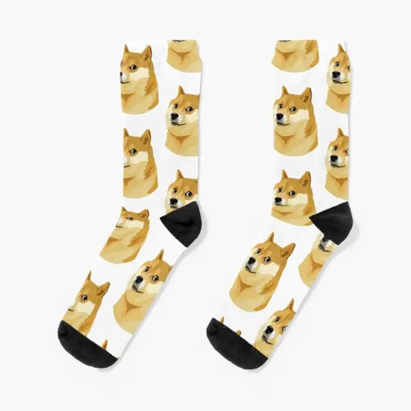 

Doge Shiba Meme Crew Socks Mens Ankle Knee High Black Women Best