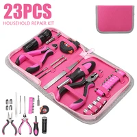 23pcs pliers screwdriver household tool for lady pink multi function hand repairing tool kit plier screw tape measure home tool