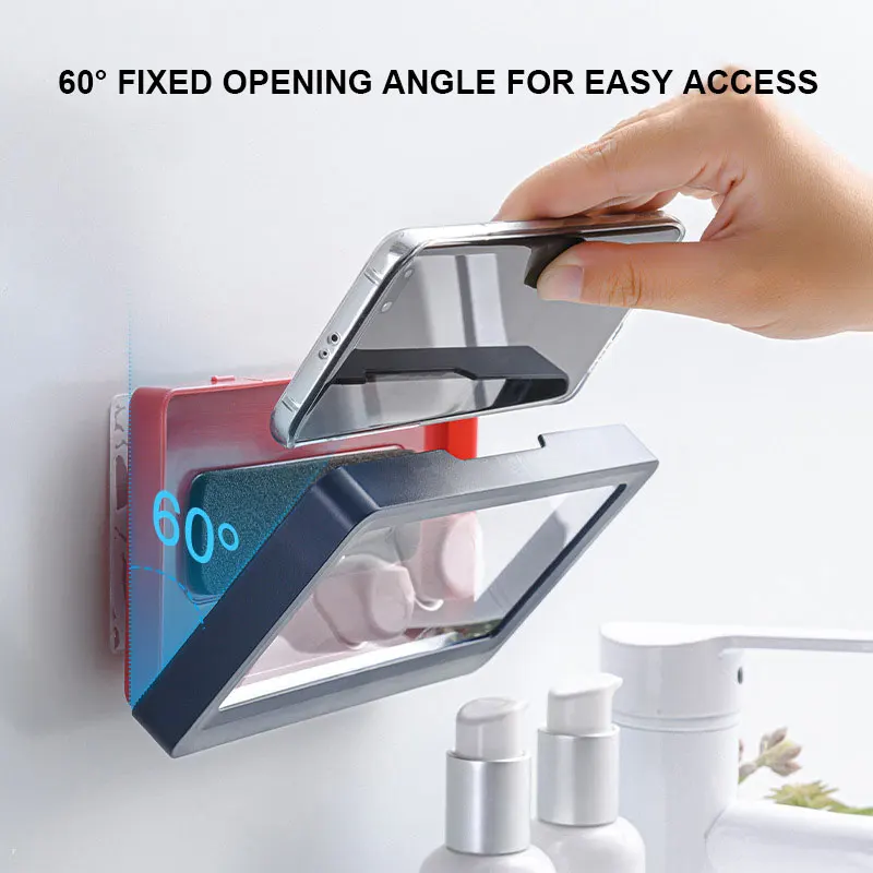 

Wall-Mounted Mobile Phone Holder iPhone Xiaomi HUAWEI OPPO Bathroom Kitchen Balcony Punch-Free Easy Use Waterproof Phone Case