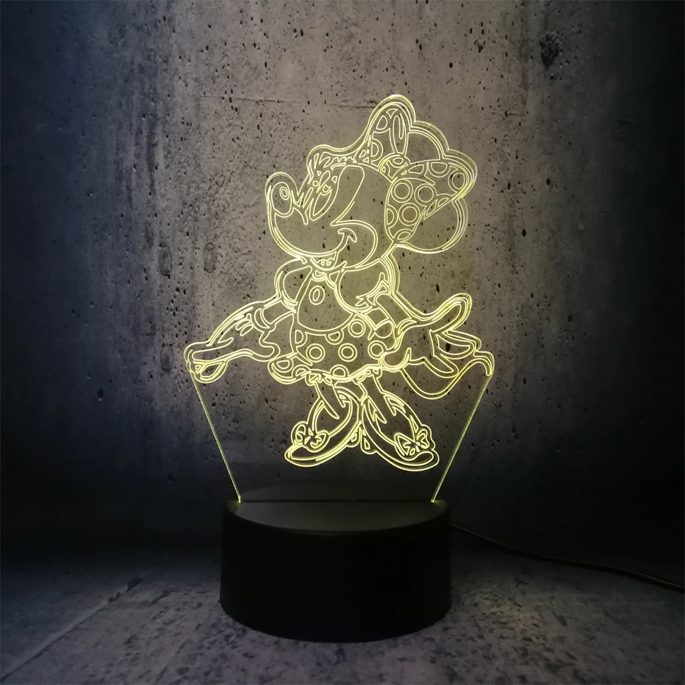 Красивая юбка с Минни Маус светодиодная лампа милая мультяшная мышь на высоком