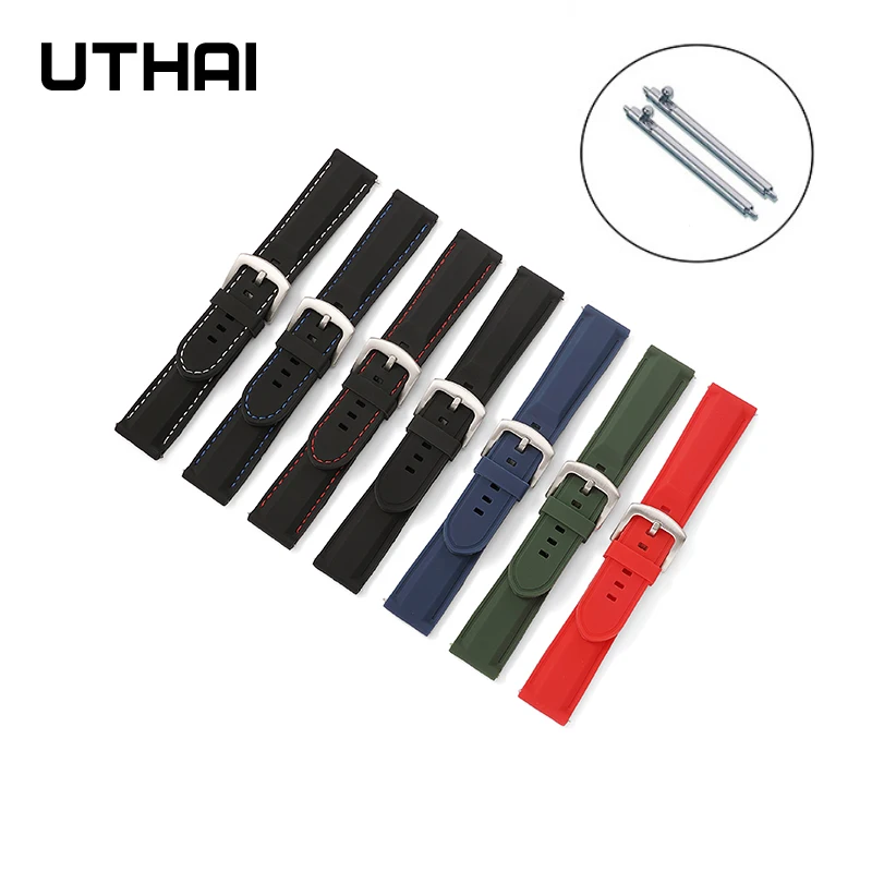 

Ремешок для часов UTHAI Z40, спортивный водонепроницаемый силиконовый браслет с быстрым переключателем, пружинная пружина, 18 мм 20 мм 22 мм 24 мм
