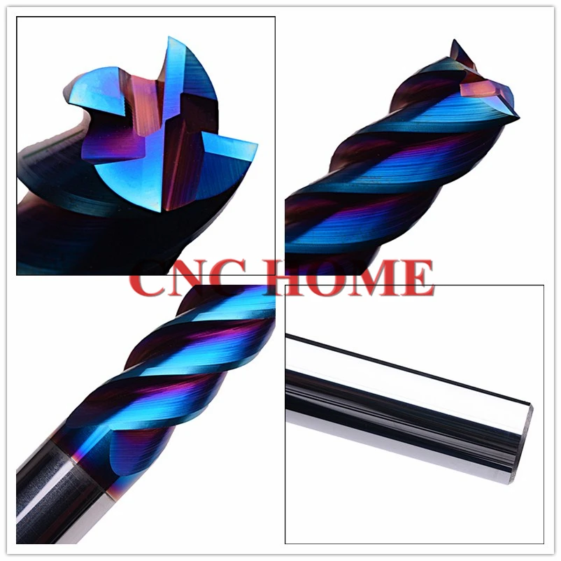 Концевые фрезы HRC65 с 4 канавками нано-синее покрытие концевые из вольфрамовой