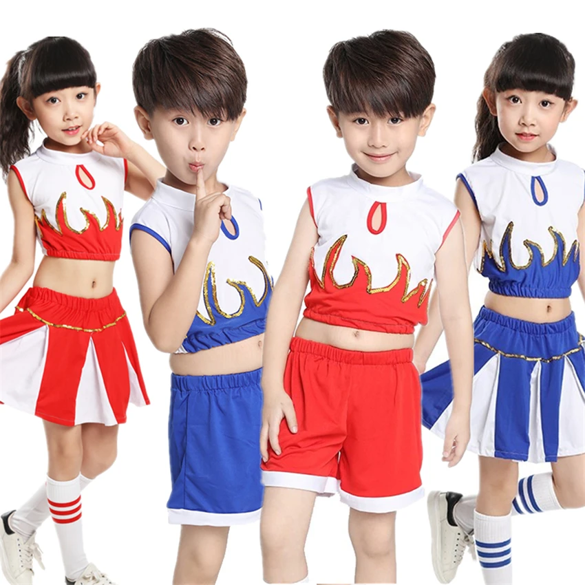 

110-160CM Boys Girls Cheerleader Costumes School Uniform Gymnastics Sports Meeting Competition Dance Team Performance Clothing