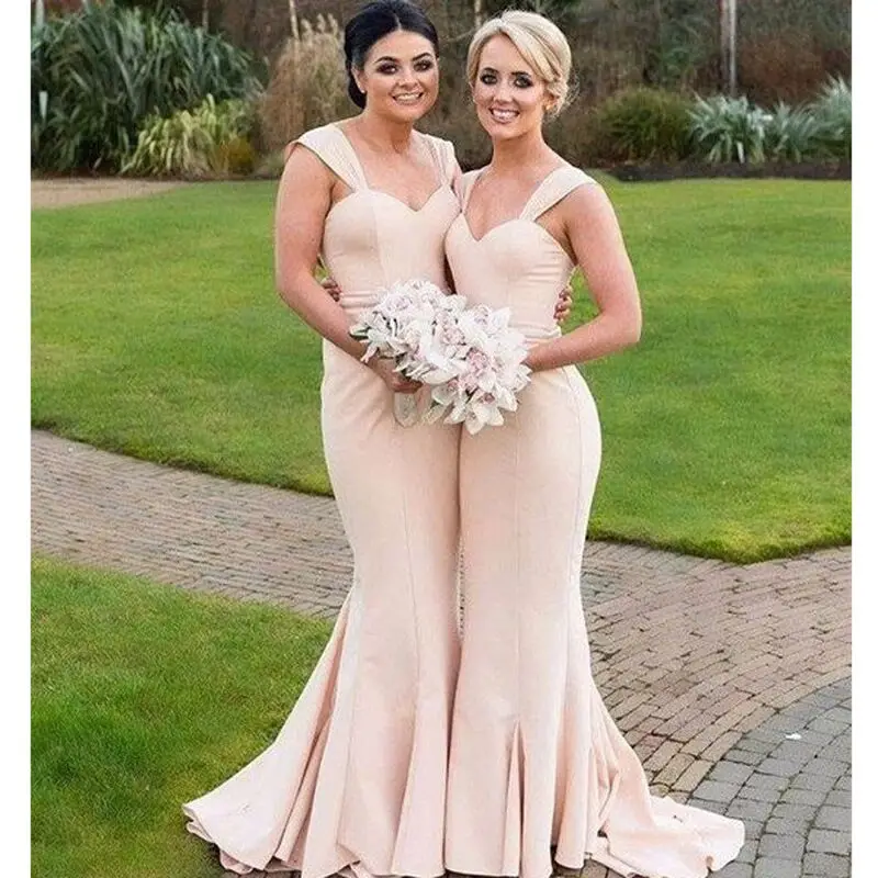 

Elegant Gorgeous Sweetheart Mermaid Long Bridesmaid Dresses Ruffles Garden Party Dresses Plus Size Bridesmaid Custom Made
