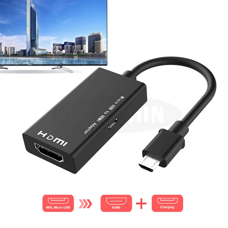 Микро USB к HDMI ТВ адаптер кабель 1080P HD HDMI аудио видео конвертер для телефона ТВ компьютерный адаптер