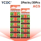 20 шт., щелочные кнопочные батарейки AG5 LR754 393A SR48, 1,55 в