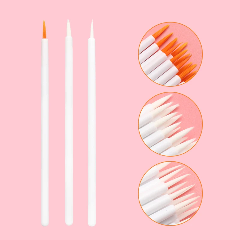 

100 pcs White Handle Disposable Eyeliner Brushes Individual Applicator Fibre Swab Eye Liner Liquid Wand Eyelash Extension Tools