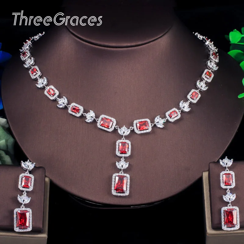 Женский классический костюм ThreeGraces ожерелье и серьги в квадратной форме с