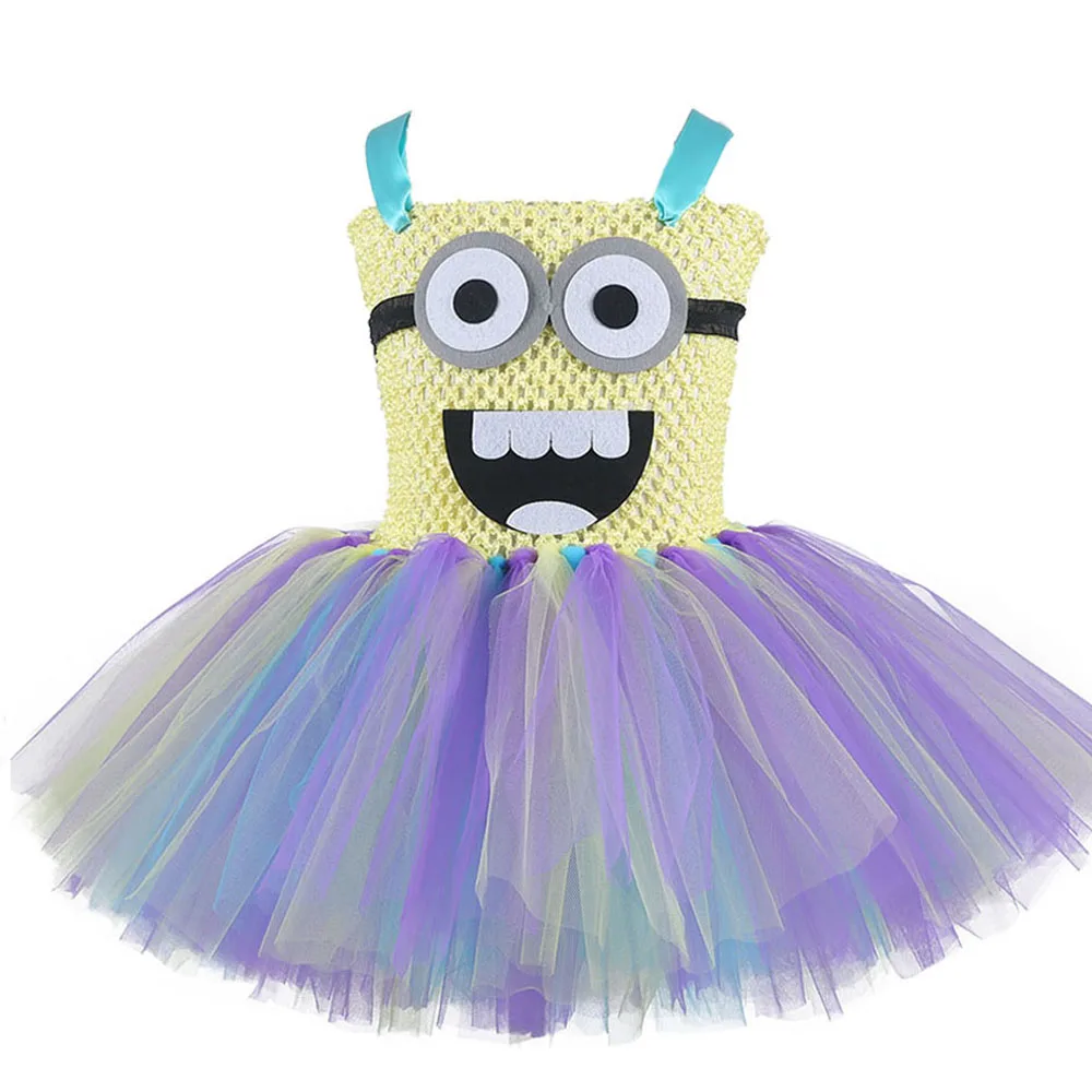 Cheap Yellow Color Minion Tutu Dress Cute Baby Girl Birthday Party Photo Prop Halloween Cosplay Costume Kids Clothes | Детская одежда и