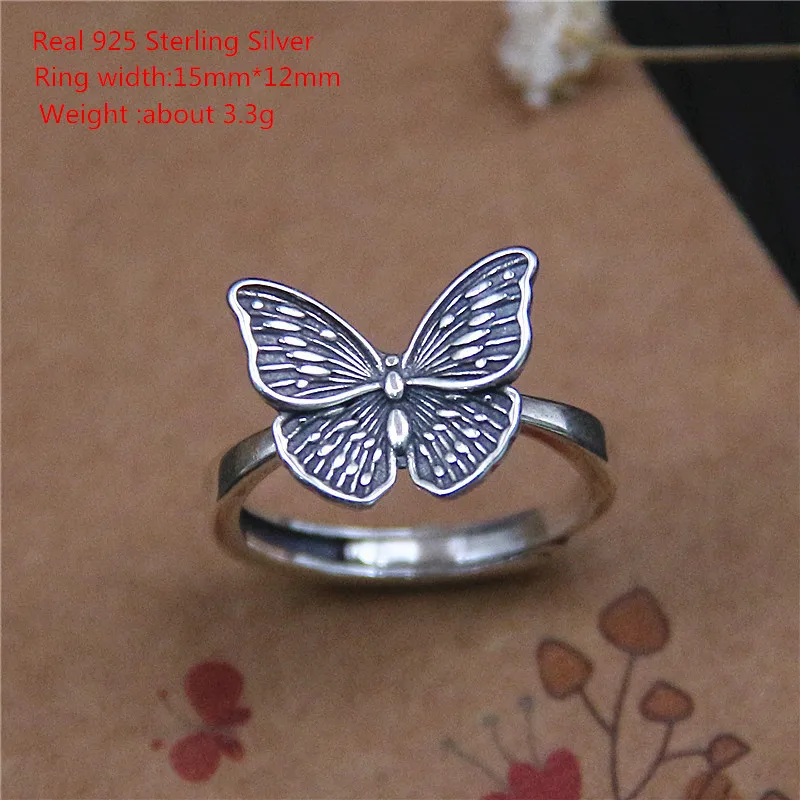 

Buyee Real 925 Sterling Silver Fashion Female Ring Vivid Black Texture with Clear Butterflies Ring for Women Party Jewelry