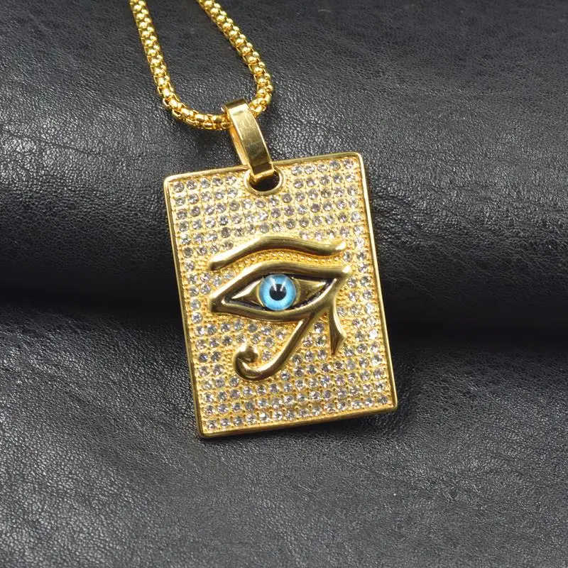 Ожерелье с подвеской в стиле хип-хоп фианитом из нержавеющей стали золотого