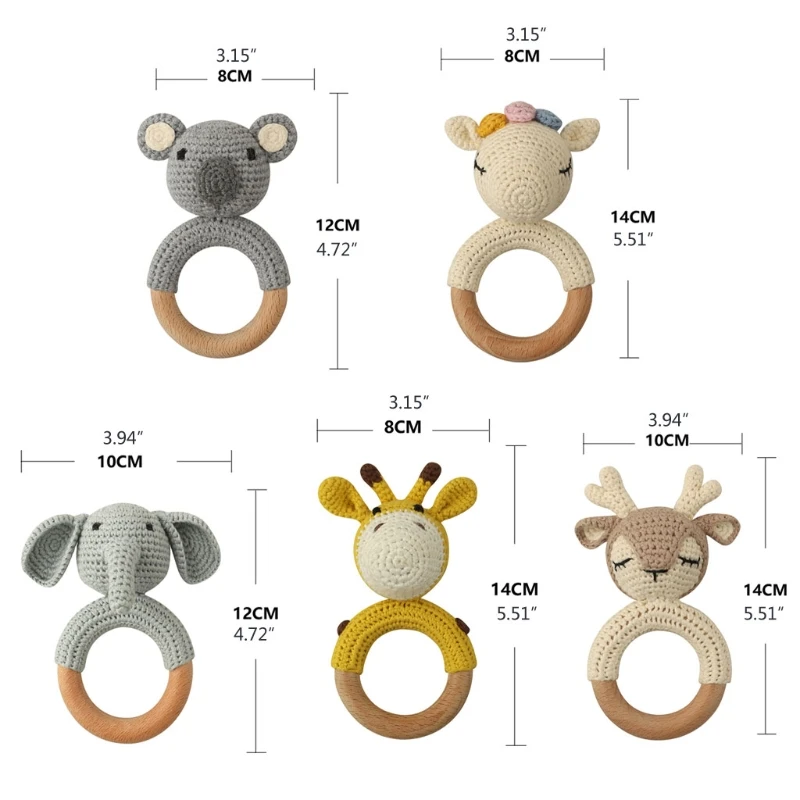 

1pc Baby Teether Safe Wooden Toys Mobile Pram Crib Ring DIY Crochet Rattle Soother Teether Baby Product WXTD