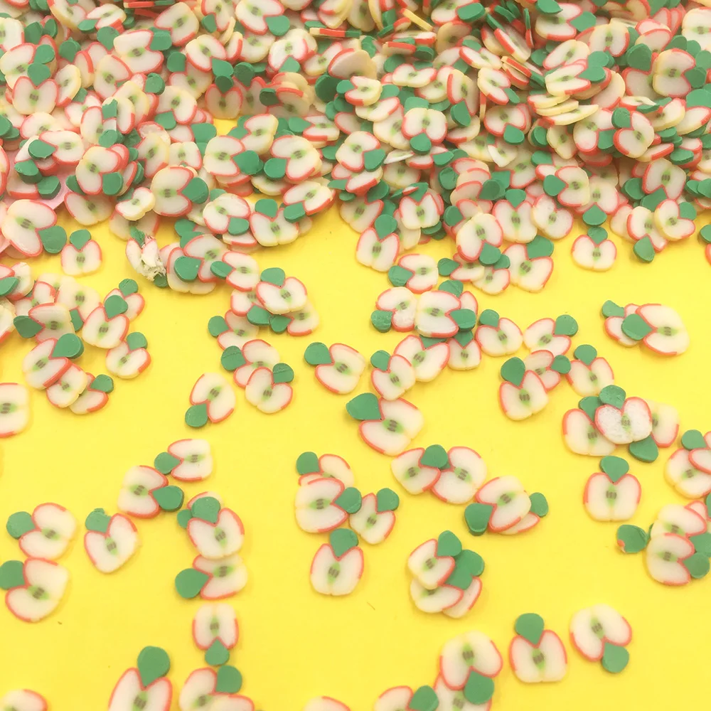 

50g Apple Slice Polymer Hot Clay Sprinkles for Crafts DIY Nail Art Decorations Mini Play Food Home Decor: 7mm