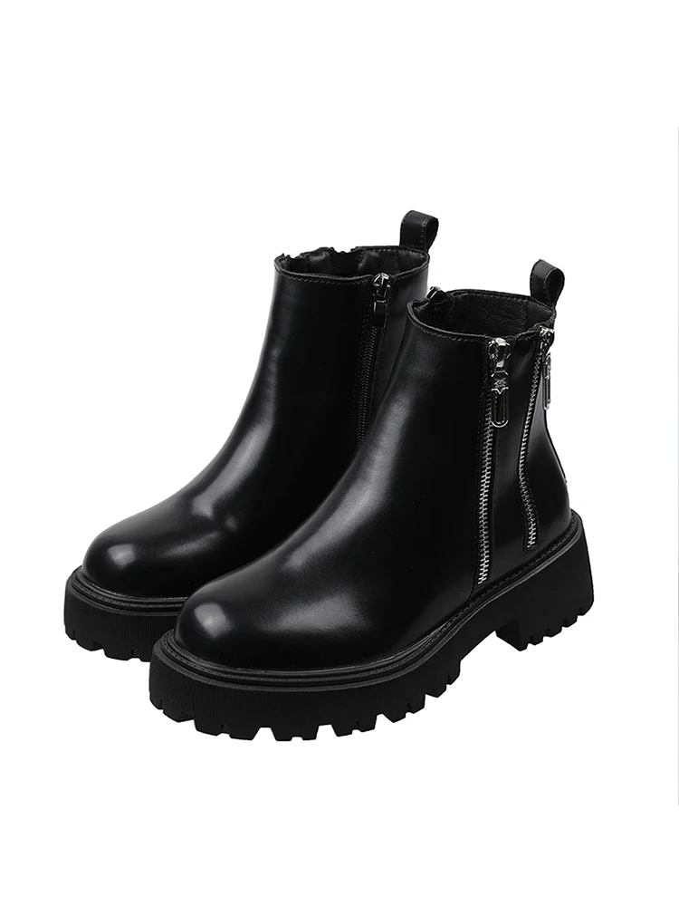 

Chelsea short boots women 2020 winter new warm fashion casual round toe double zipper short boots