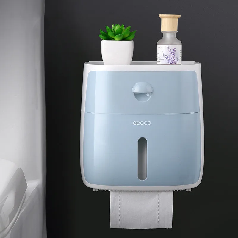 

Toilet Paper Holder Waterproof Wall Mounted Toilet Paper Tray Roll Paper Tube Storage Box Tray Tissue Box Shelf Bathroom Product