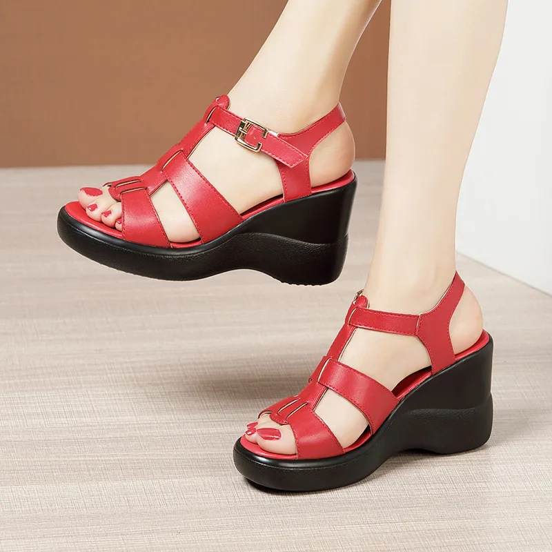 

Wedge Heel Sandals Women Summer 2021 New High Heel Platform Fashion White Sandals