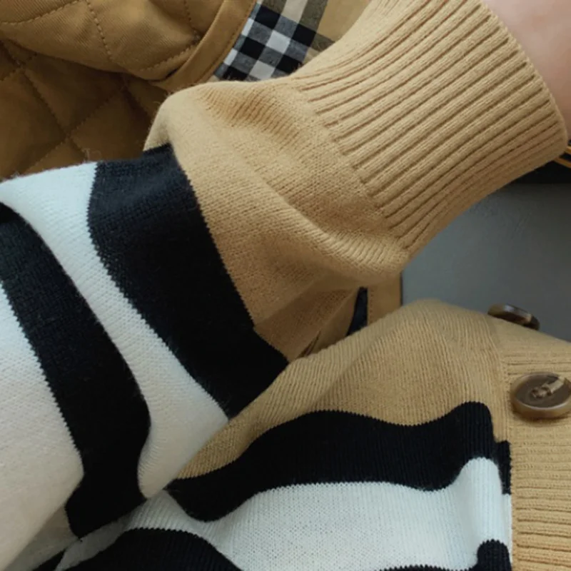 

Pull tricote en cachemire kaki pour femme, Long, raye, ample, cardigan, veste, printemps, automne, 2021