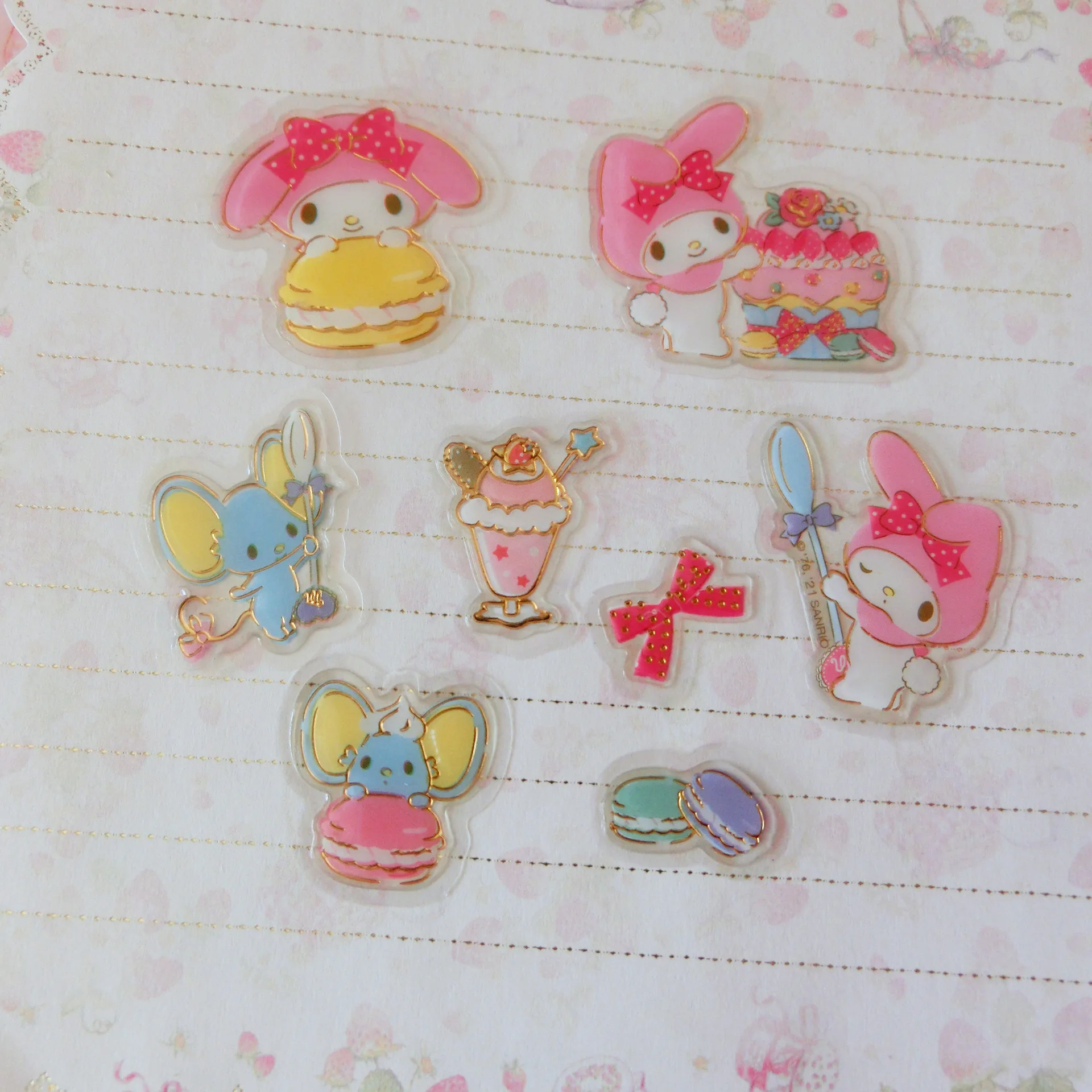 Sanrio мультяшная наклейка Hello Kitty в форме чашки мороженого милая с кристаллами DIY