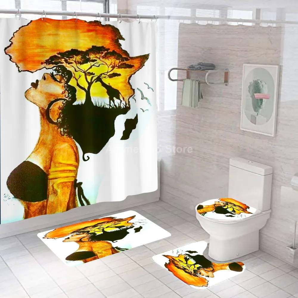 Сексуальные шторы для душа в африканском стиле девочек занавески ванной комнаты