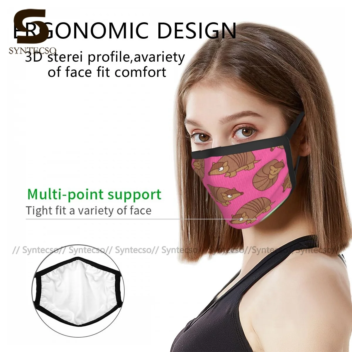 

Armadillo Mouth Face Mask Cloth Funny Breathable Cheap Adults Facial Mask