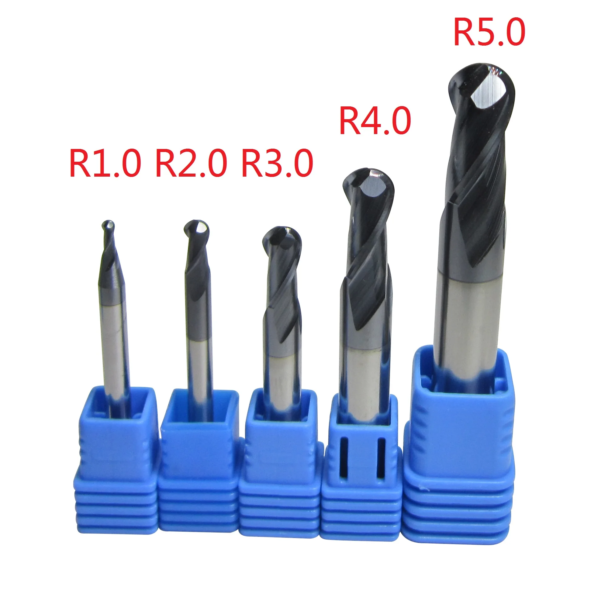 5 шт. Ø 2 мм 10 R1 R5 шаровые концевые фрезы Набор CNC Фрезерные Металлообработка 45HRC 55HRC