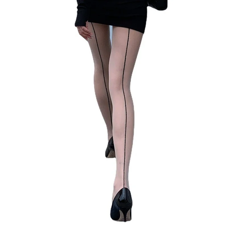 

Fashion Thigh High Socks Women Pantyhose Tights Nylon One Line Design Stocking Seamless Fishnet Mesh Female Hosiery Fits 40-55kg